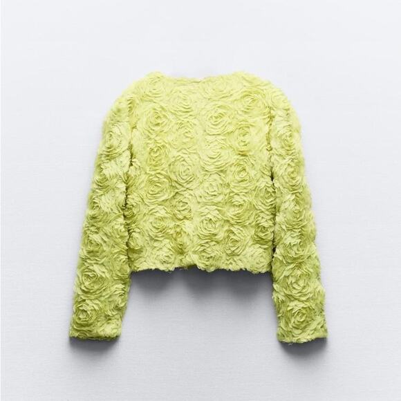 Zara JACKET WITH TEXTURED FLOWER DETAIL Size Extra Large XL - Picture 12 of 16